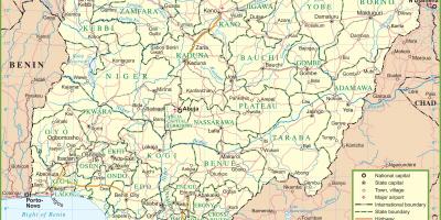 Քարտեզ Նիգերիայի նշումով հիմնական ճանապարհների