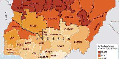 Քարտեզ Նիգերիայում կրոնական
